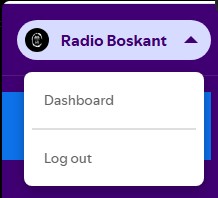 Account menu with Dashboard option